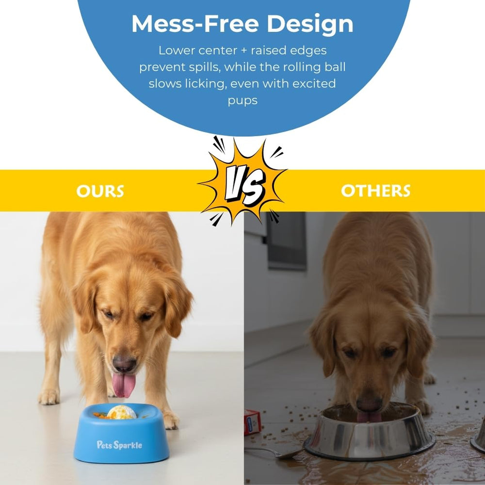 Pets Sparkle slow-feeder ball encouraging longer licking sessions