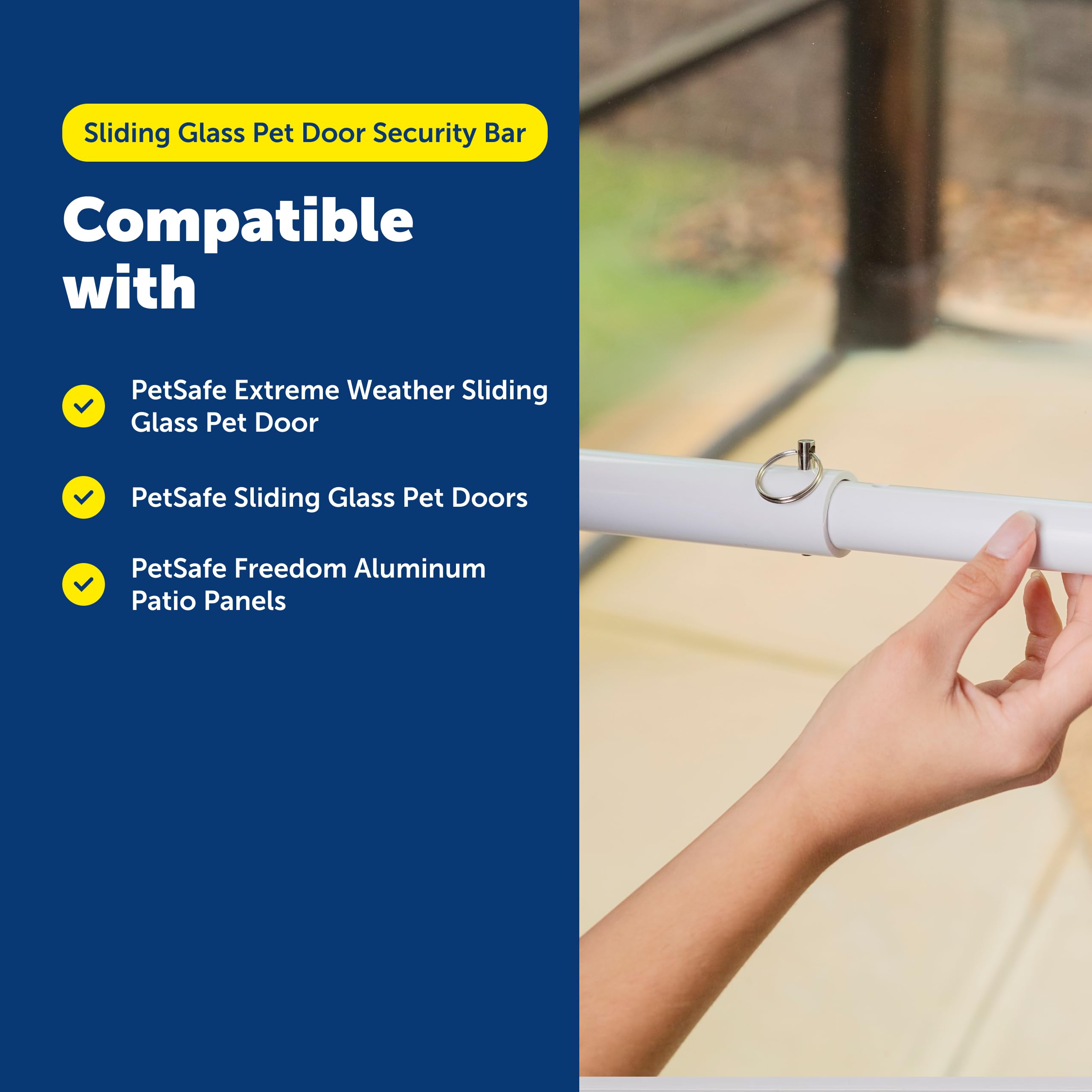 PetSafe adhesive strips enable drill-free setup for temporary or rental use.