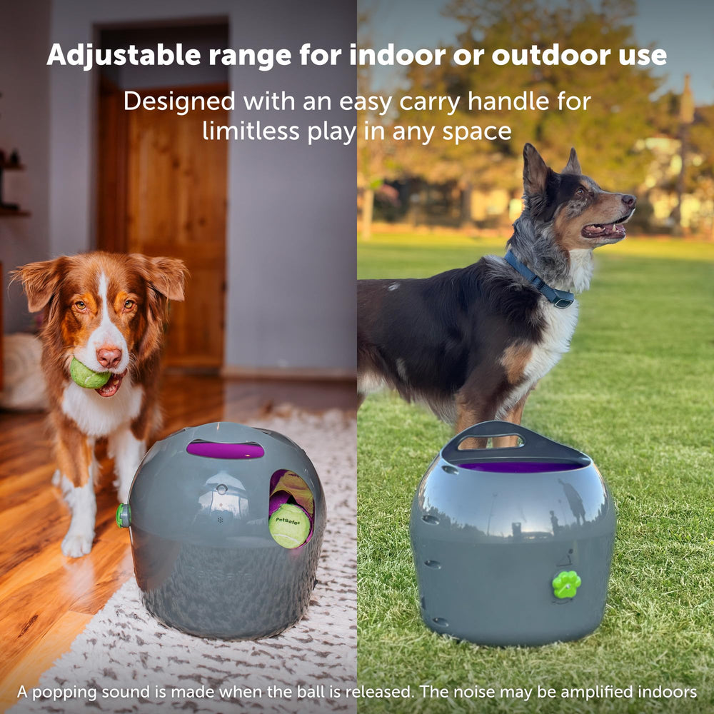 PetSafe launcher with adjustable distance and angle settings for customization.