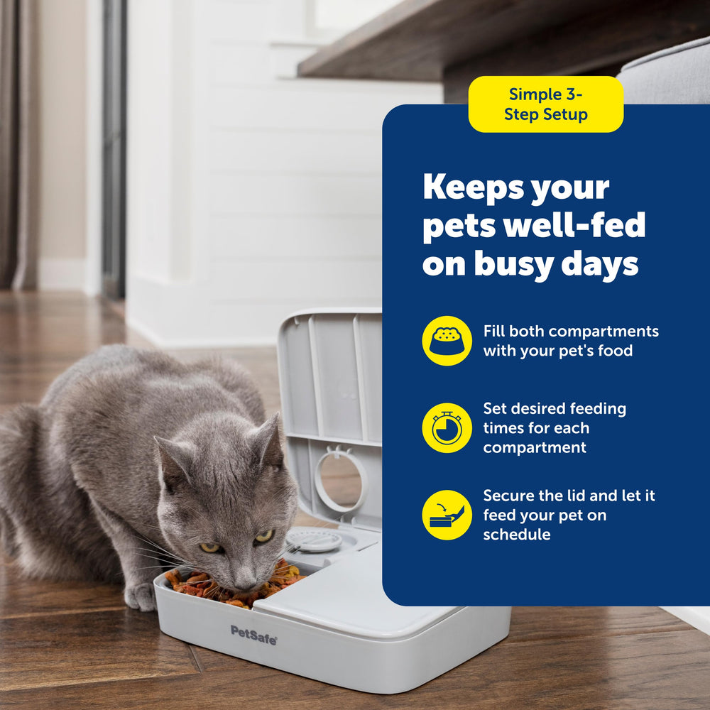 PetSafe dishwasher-safe tray simplifies cleanup after feeding.