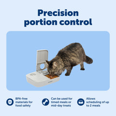 PetSafe analog feeder supports dry or semi-moist meals for consistency.