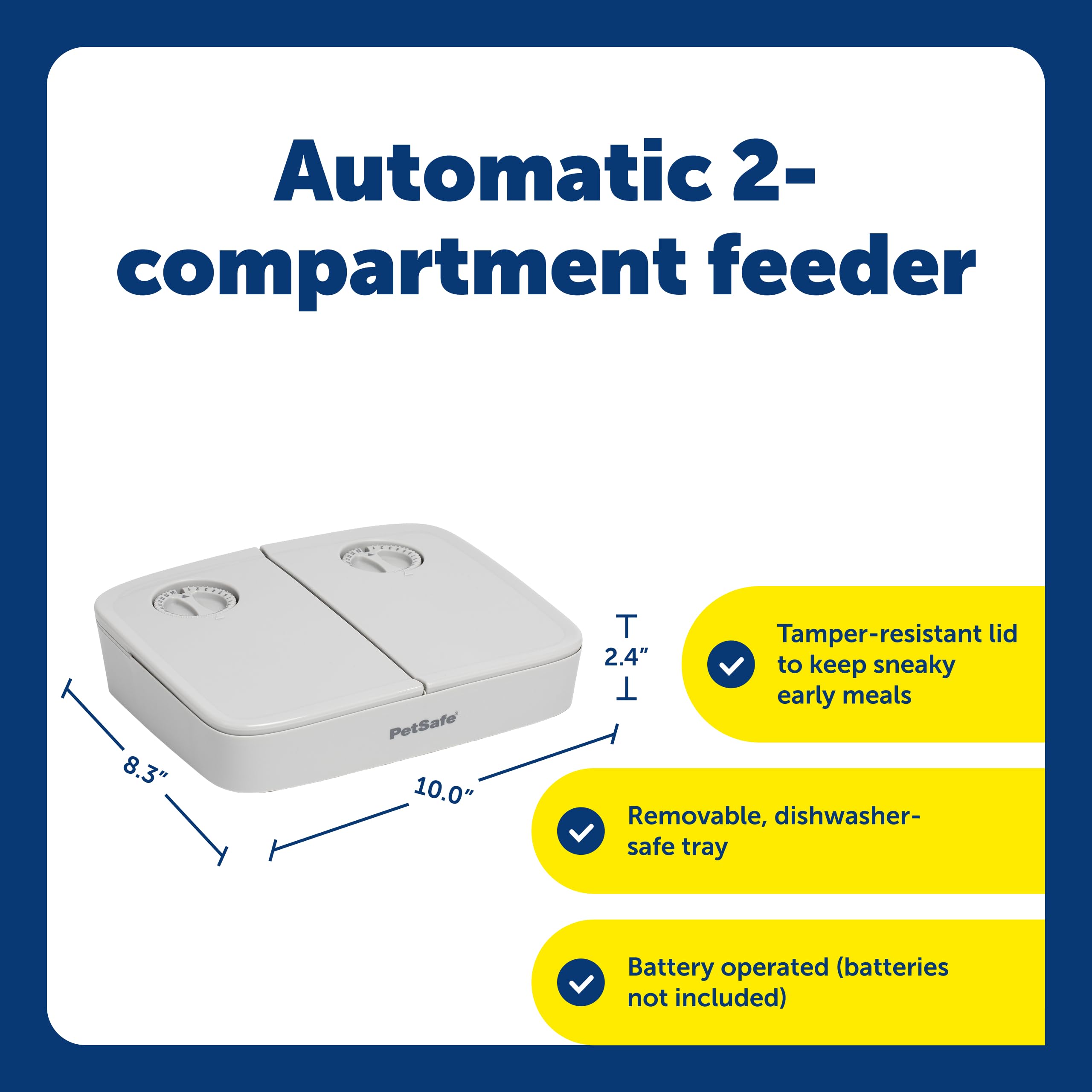 PetSafe Analog feeder compartments show 1.5-cup portions for control.