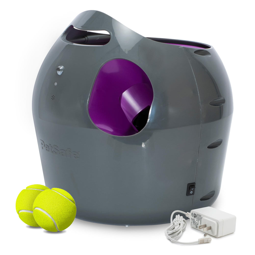 PetSafe Automatic Ball Launcher ready for outdoor play in the yard.