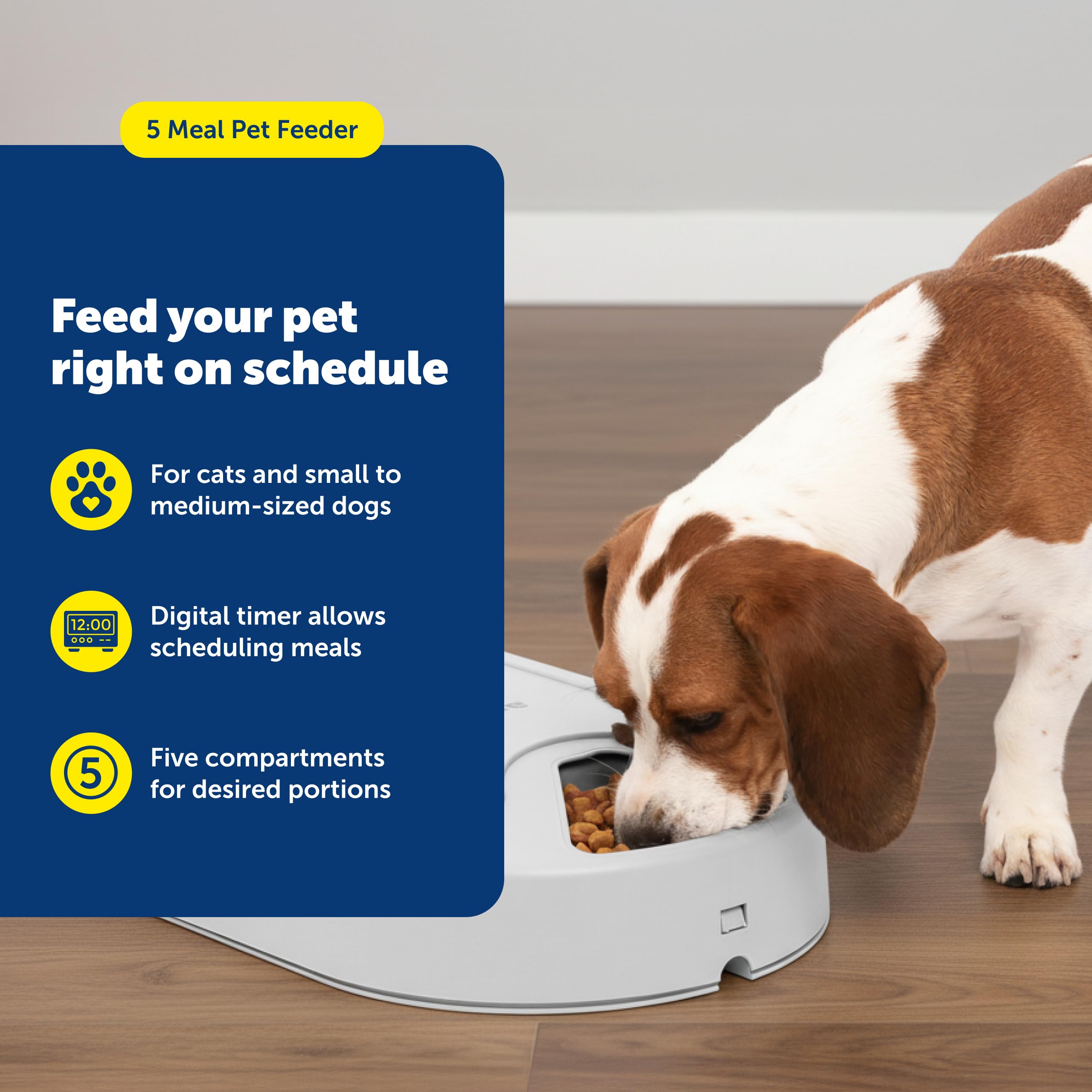 PetSafe feeder timer display illustrating minute-level scheduling for precise meals
