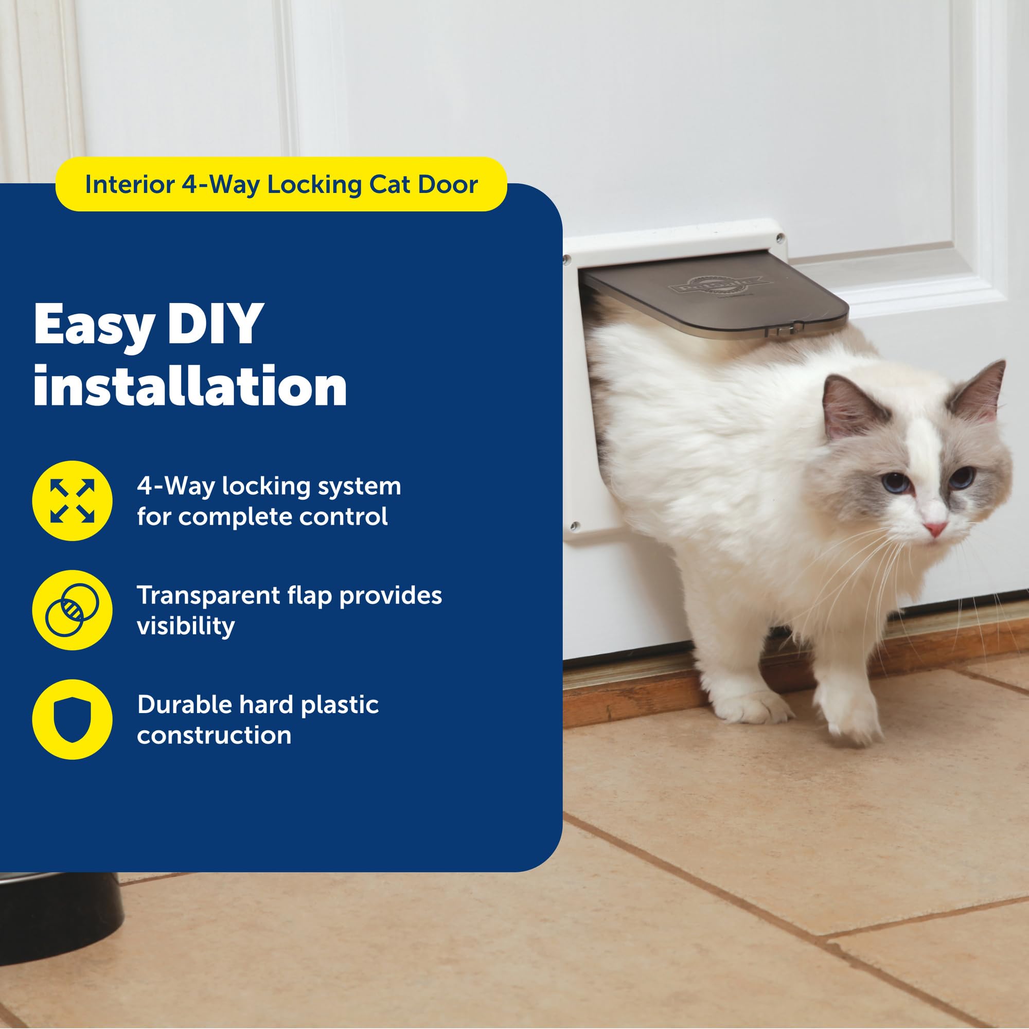 Petsafe white frame cat door with transparent flap for privacy