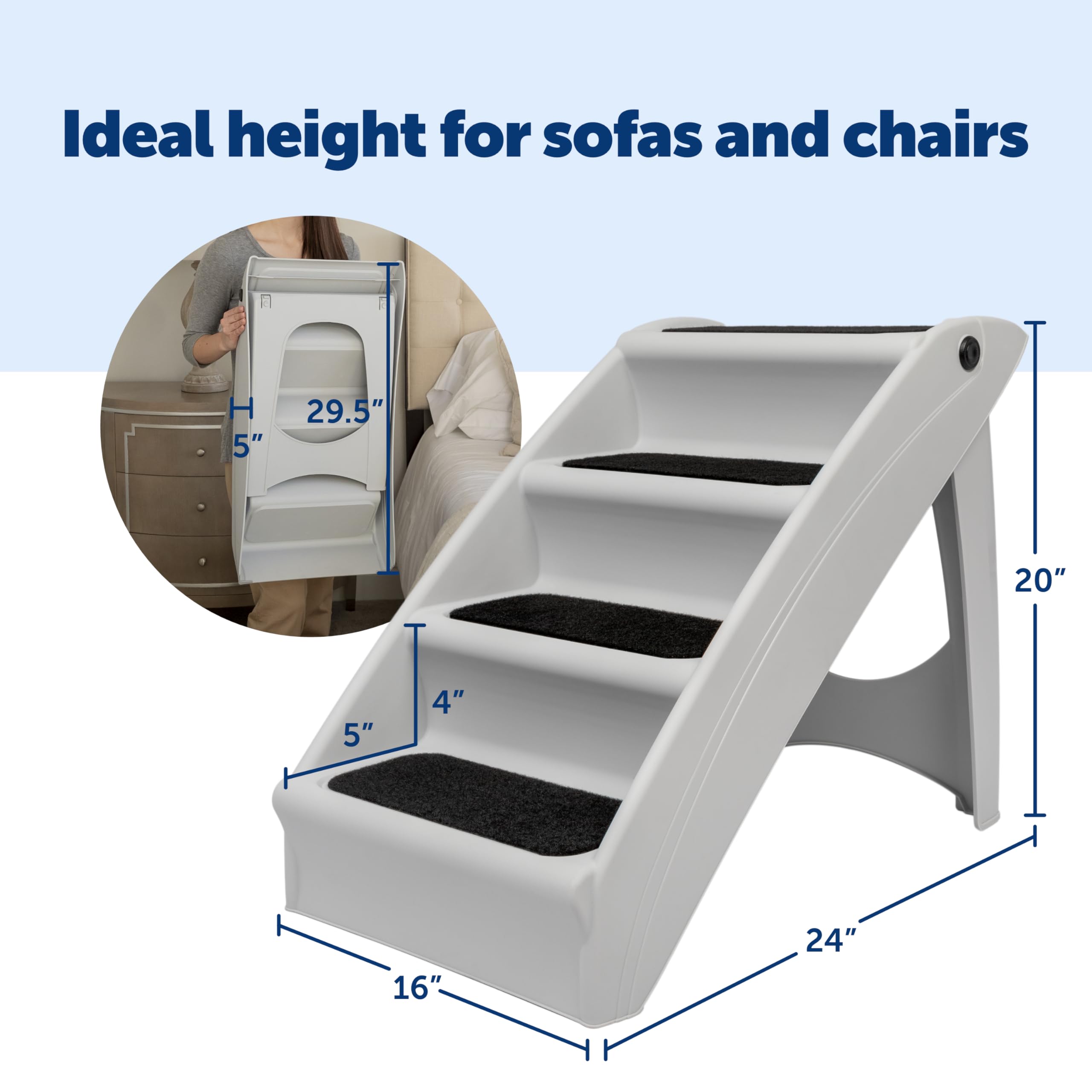 Four-step PetSafe CozyUp stairs support pets moving to the couch.