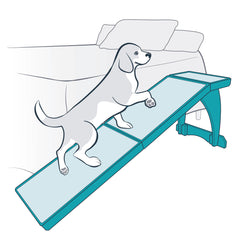PetSafe CozyUp Bed Ramp 70-inch incline supports pets up to 120 pounds.