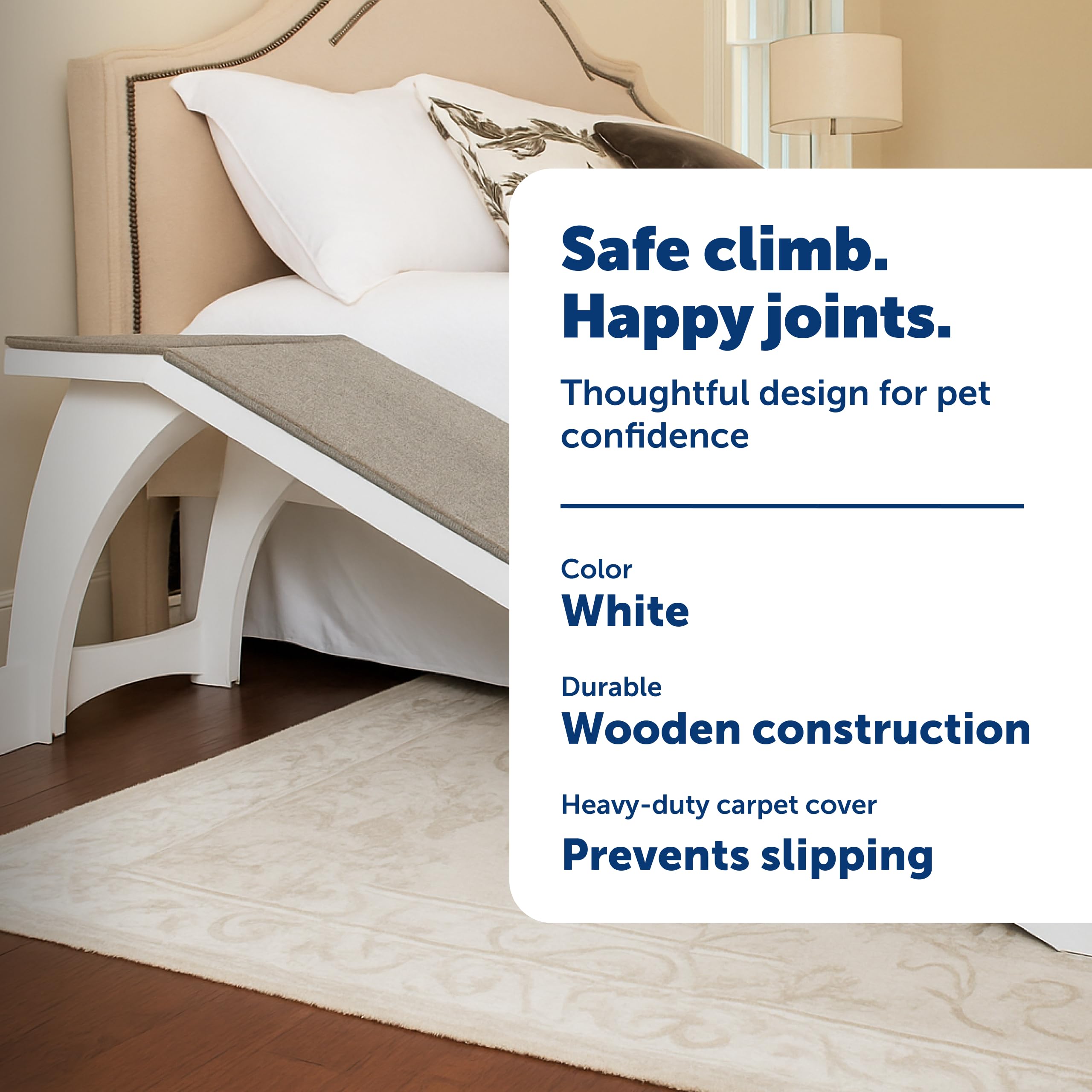 PetSafe CozyUp bed ramp carpeted surface offers high traction for confident paws.