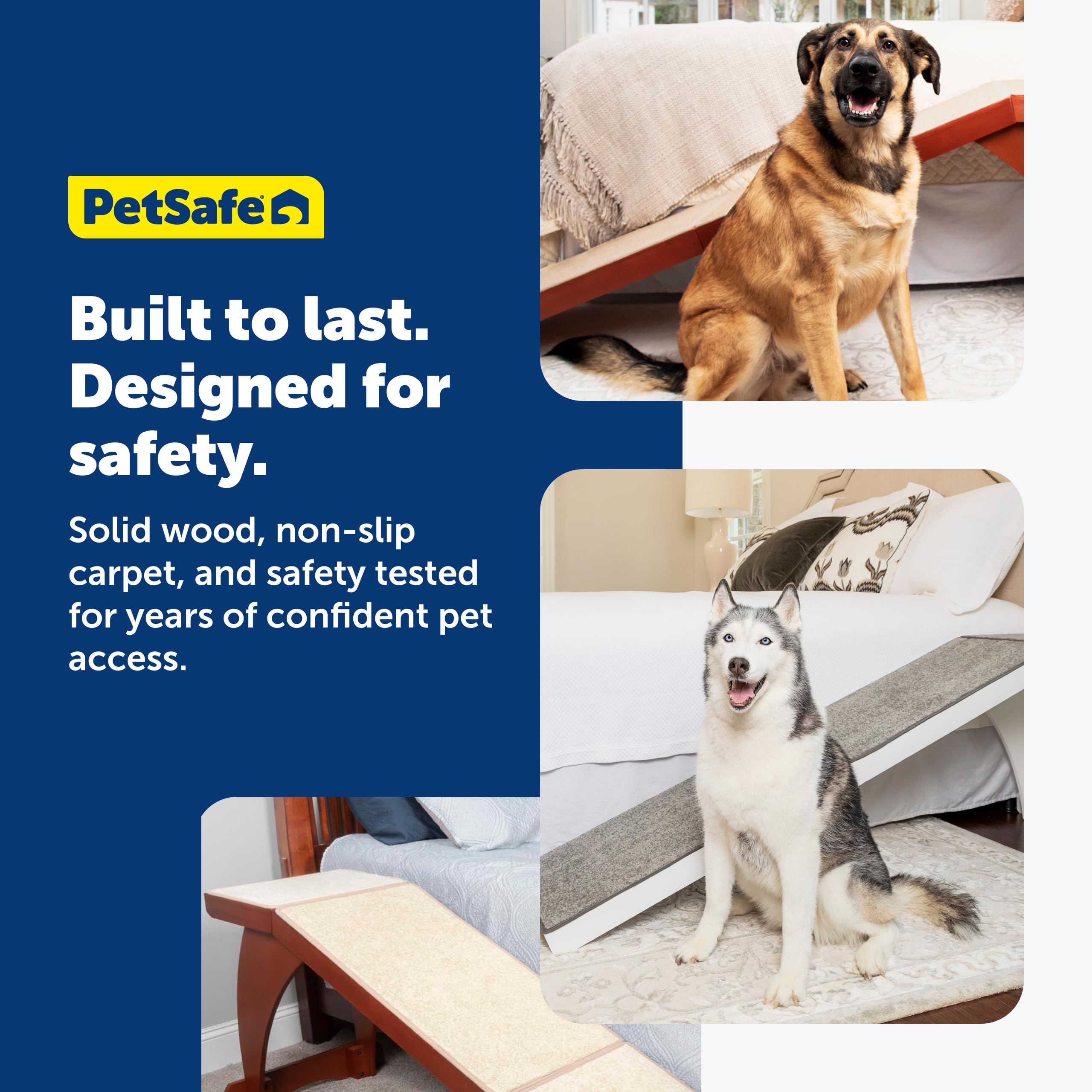 PetSafe CozyUp bed ramp arrives fully assembled for instant use beside your bed.