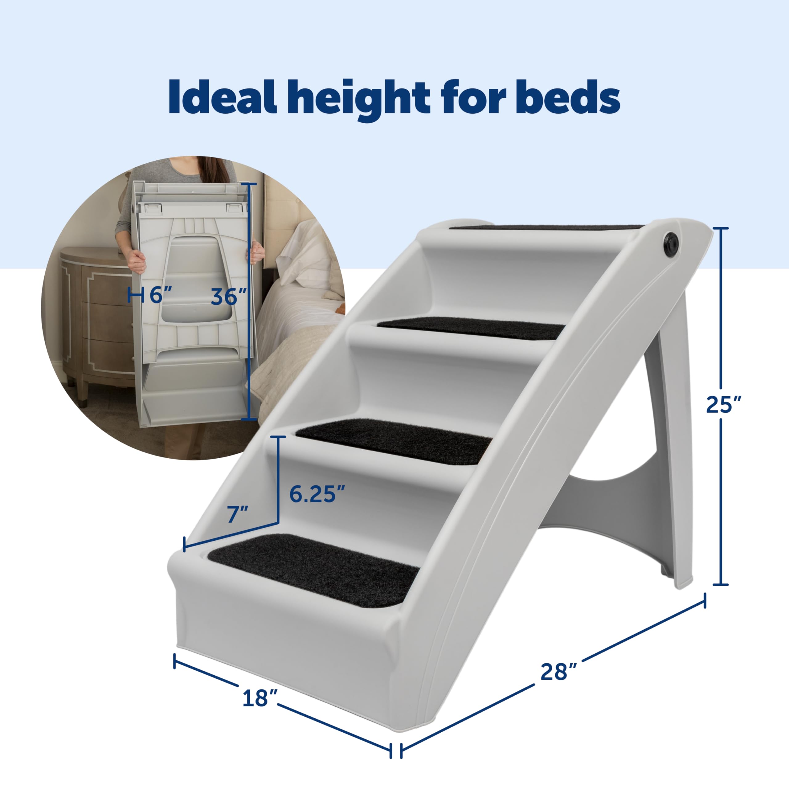 Petsafe CozyUp with side rails guides paws for confident steps.