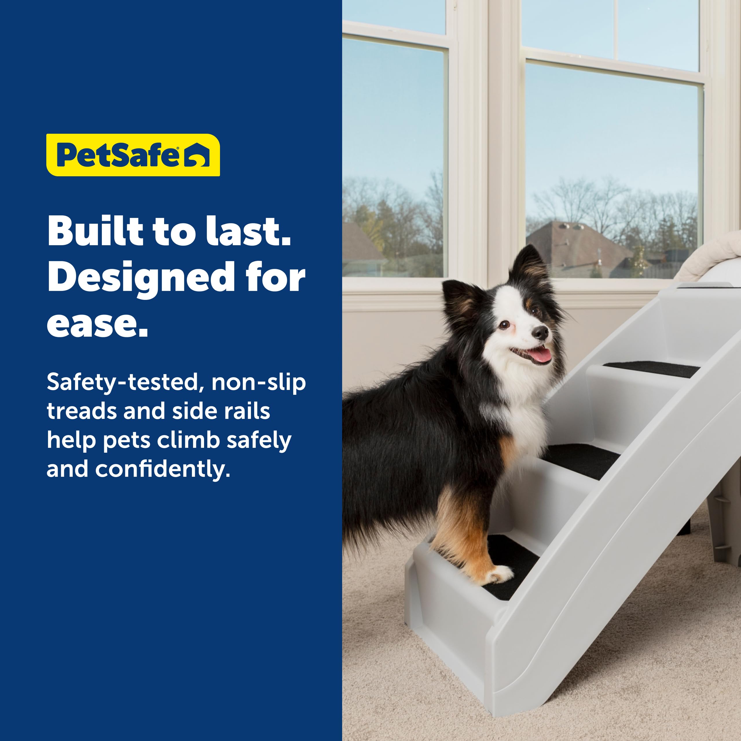 Replaceable fabric treads keep the steps looking fresh.