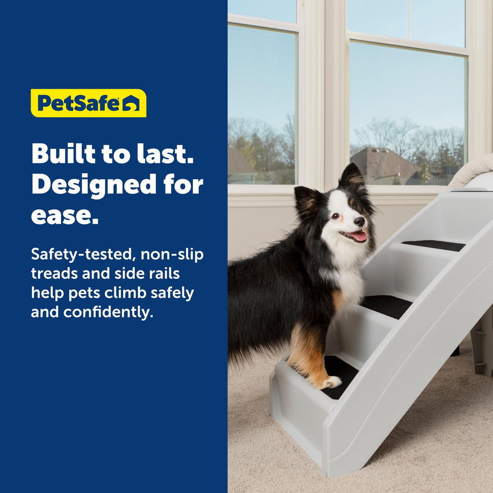Replaceable fabric treads keep the steps looking fresh.