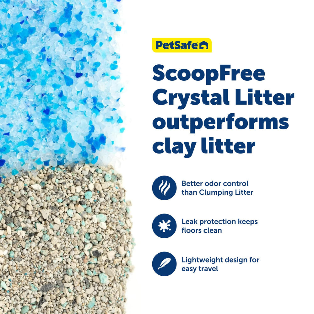 Blue original crystal litter included for quick odor control.