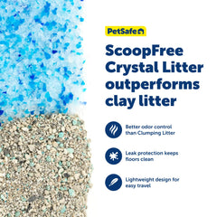 Blue original crystal litter included for quick odor control.
