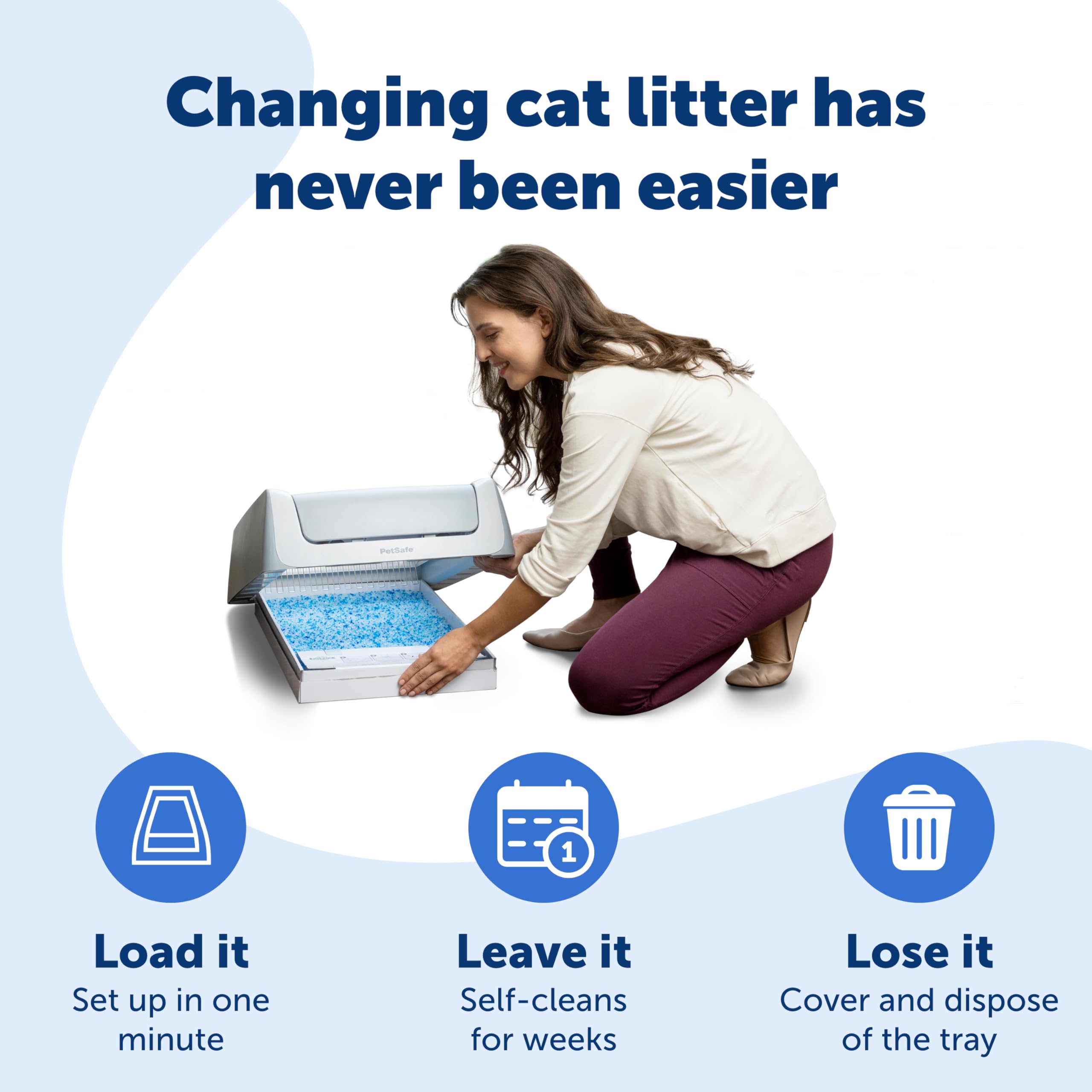 PetSafe crystal litter with low-dust crystals reducing tracking around the home.