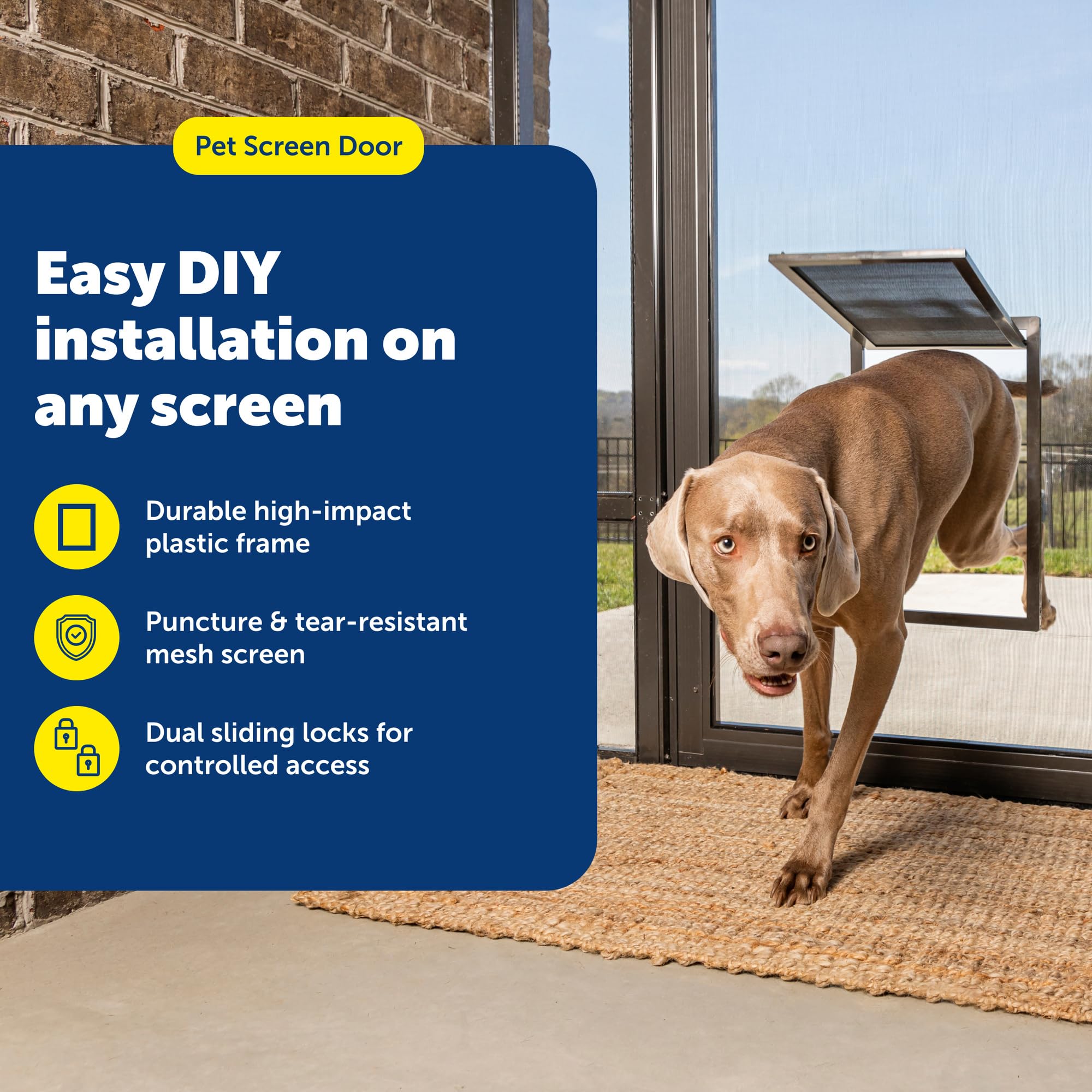 PetSafe wind-lock detail showing breeze-resistant locking for secure passage.