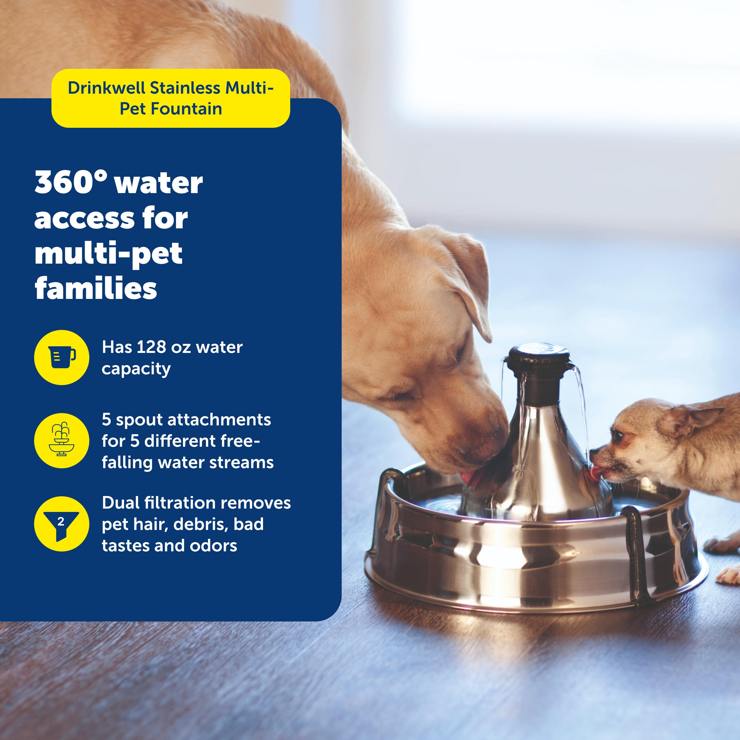 PetSafe Drinkwell 360-degree water access shows convenient drinking from any side