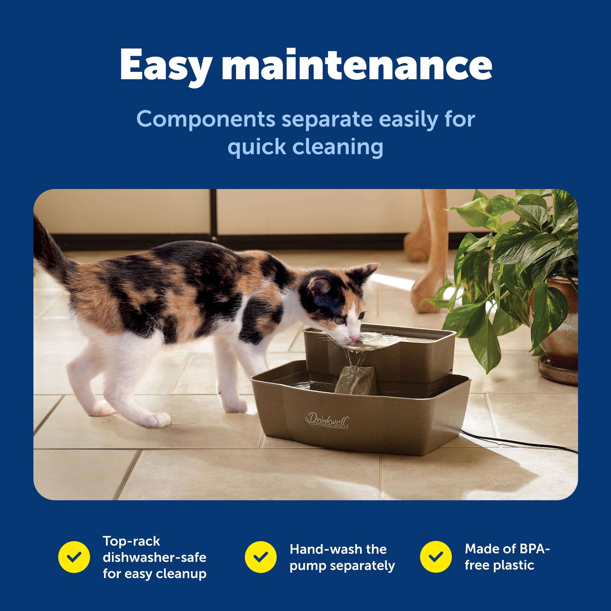 PetSafe Drinkwell Multi-Tier Fountain open-bowl design stays accessible during outages.