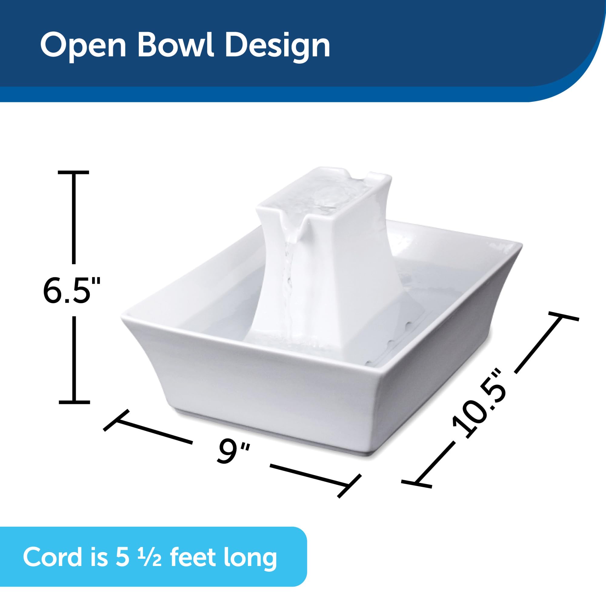 Petsafe Drinkwell Pagoda no-spill system and pump for quiet operation.