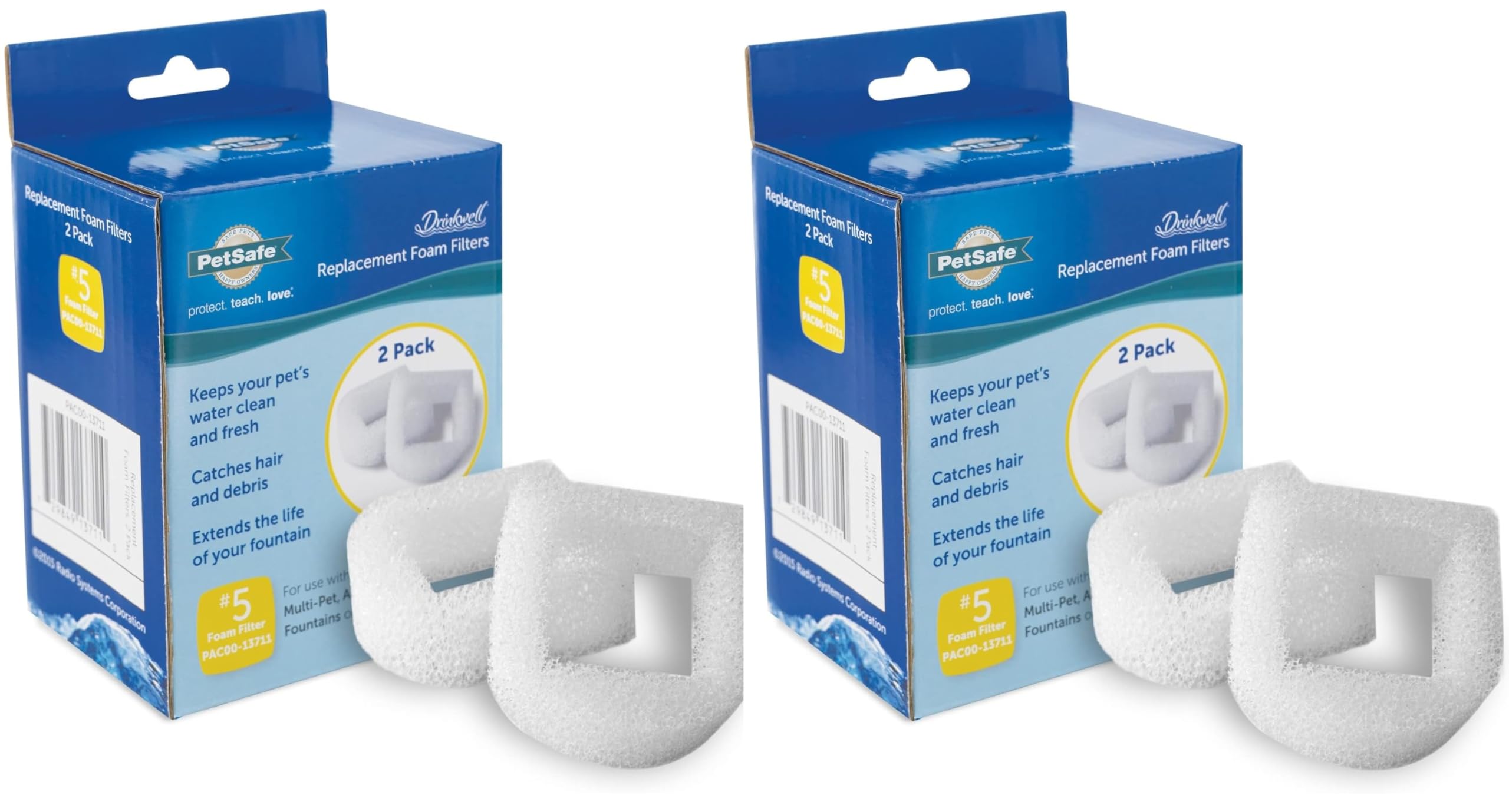 PetSafe Drinkwell foam filter pack two helps protect the fountain pump by catching hair and debris.