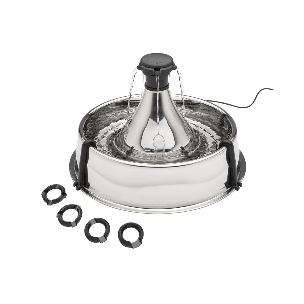 PetSafe Drinkwell stainless 360 fountain front view promotes hydration for multiple pets