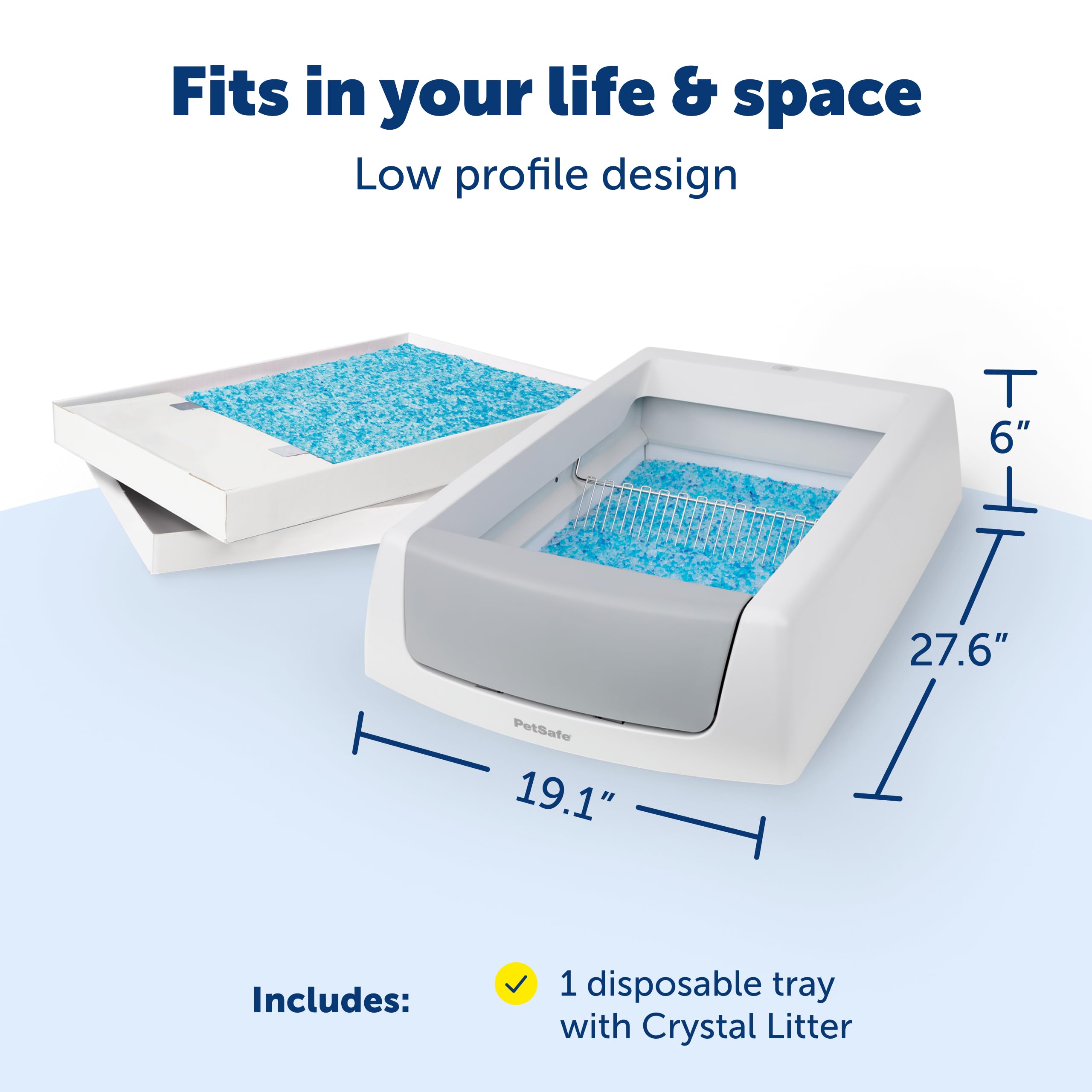 PetSafe easy disposal lid on trays speeds cleanup.