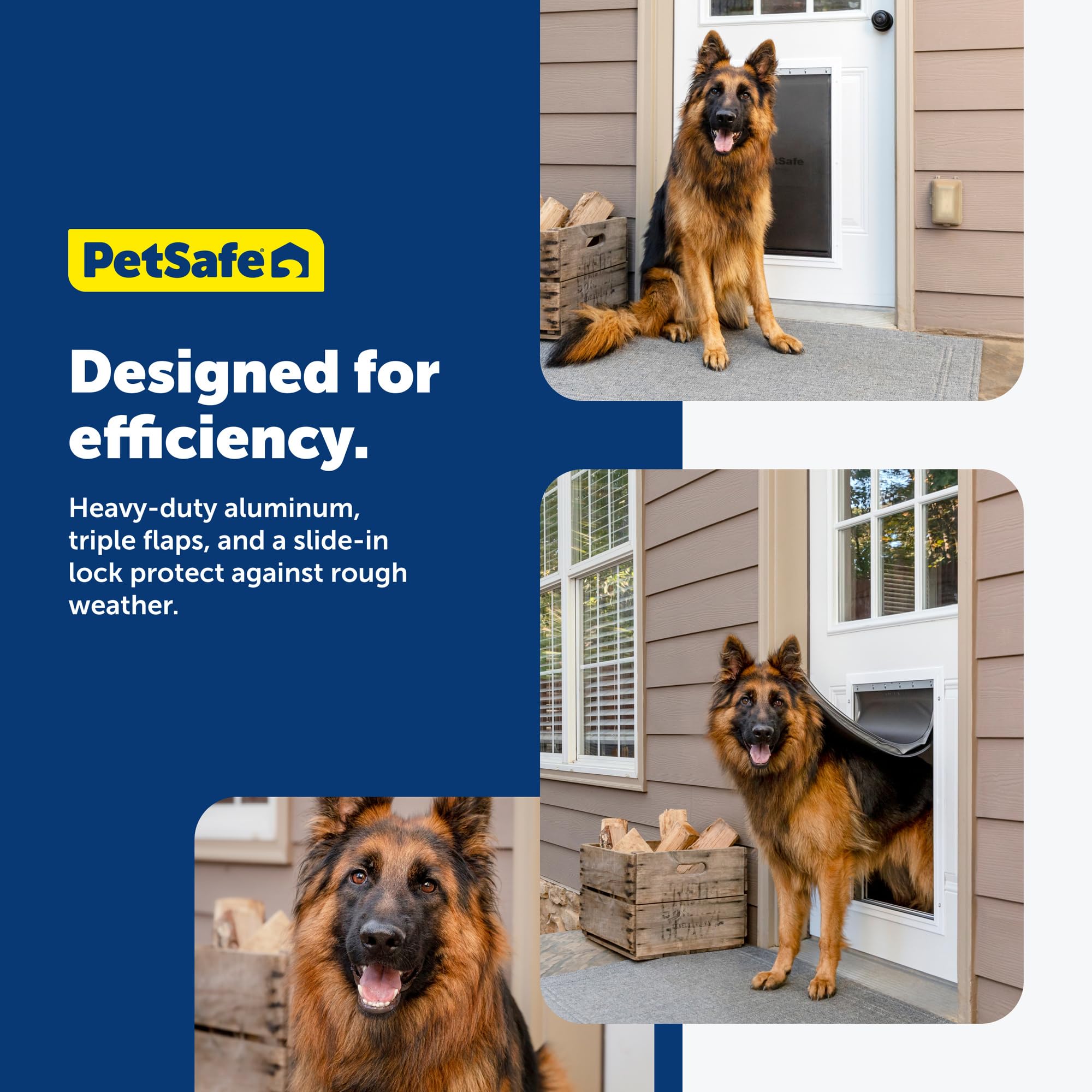 PetSafe easy DIY installation shown with standard exterior door compatibility.