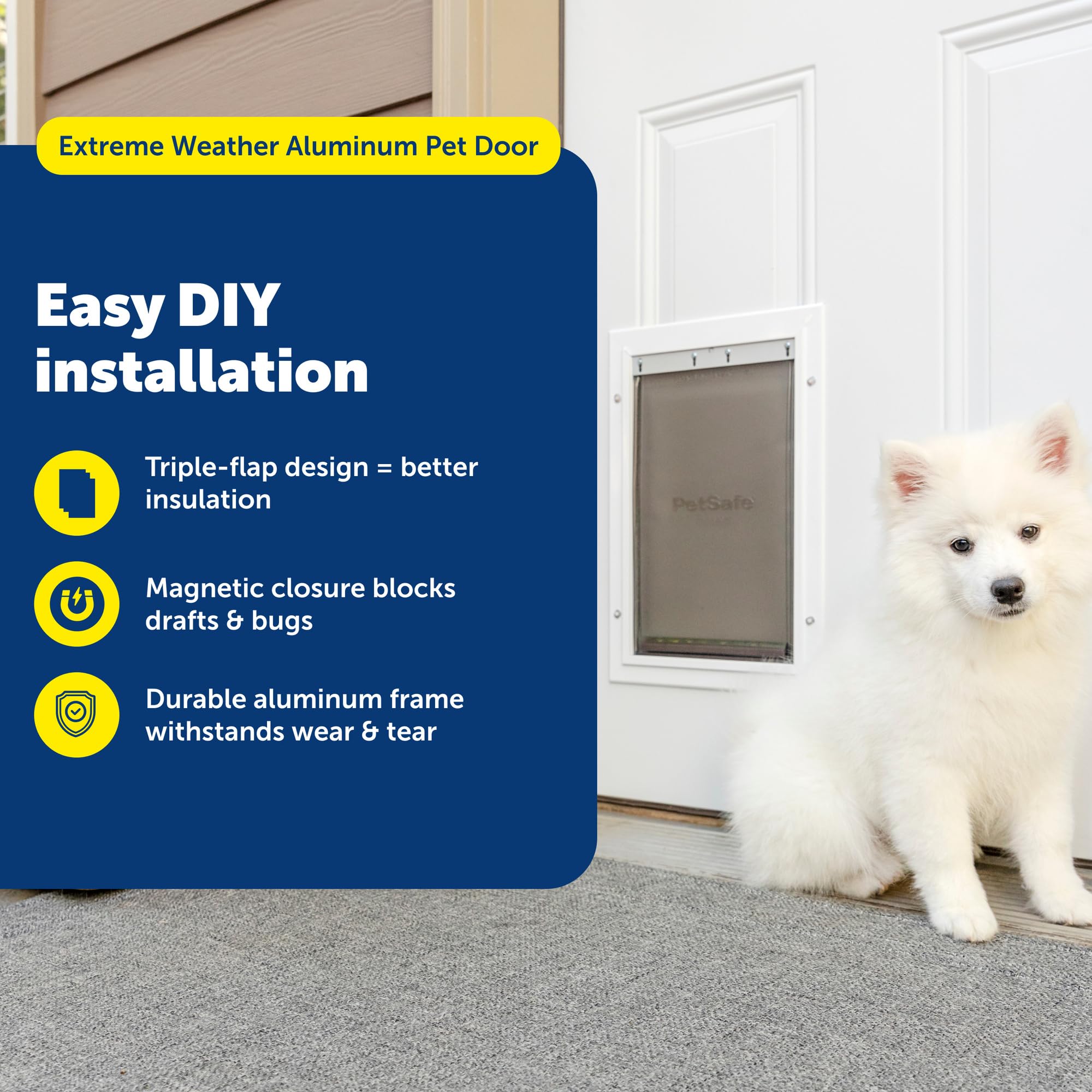 PetSafe Extreme Weather door flap close-up displaying three-flap insulation