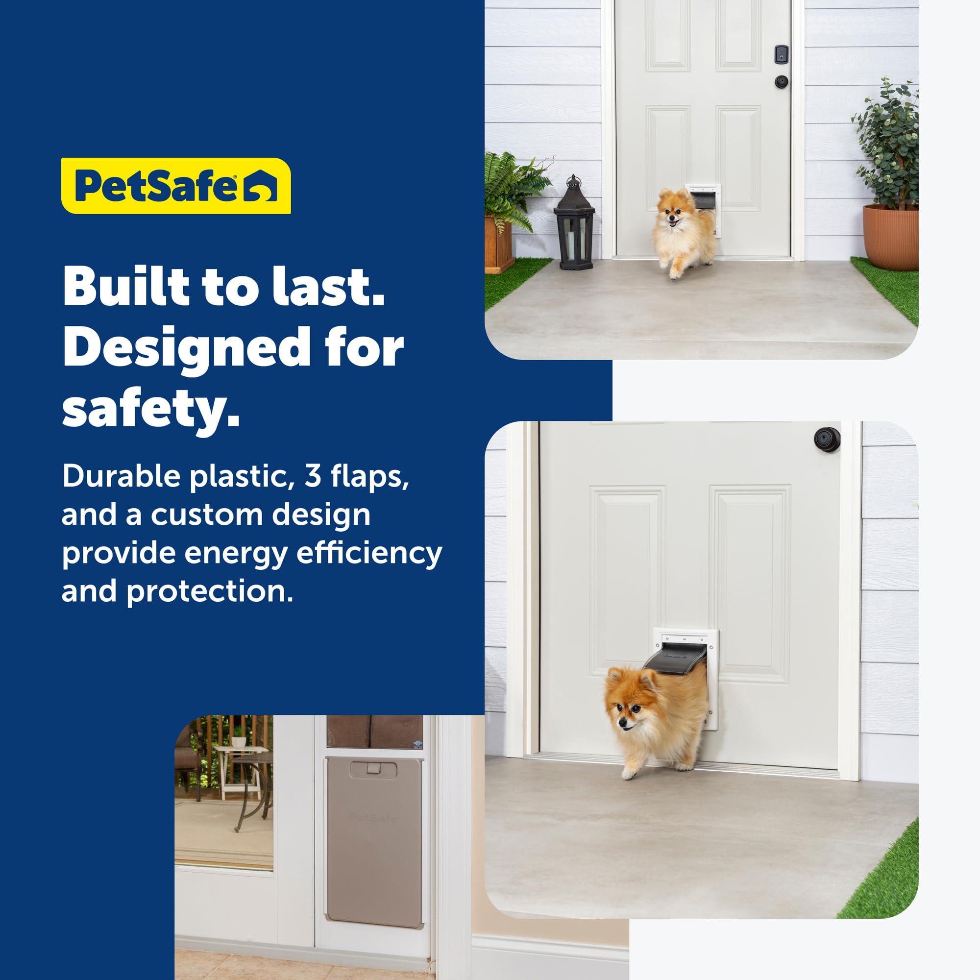 Snap-on closing panel demonstrated for controlled pet access