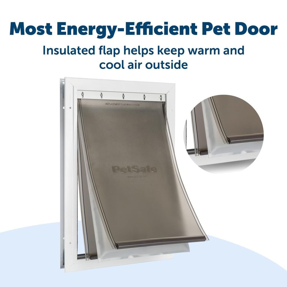 PetSafe Extreme Weather door three-flap insulation demonstrates energy efficiency and reduced drafts.