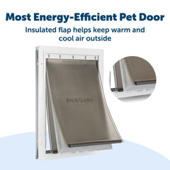 PetSafe Extreme Weather door three-flap insulation demonstrates energy efficiency and reduced drafts.