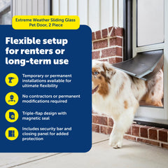 PetSafe Extreme Weather door panel demonstrates adjustable height for sliding doors
