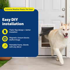 PetSafe Extreme Weather three-flap system seals drafts as pets pass through.