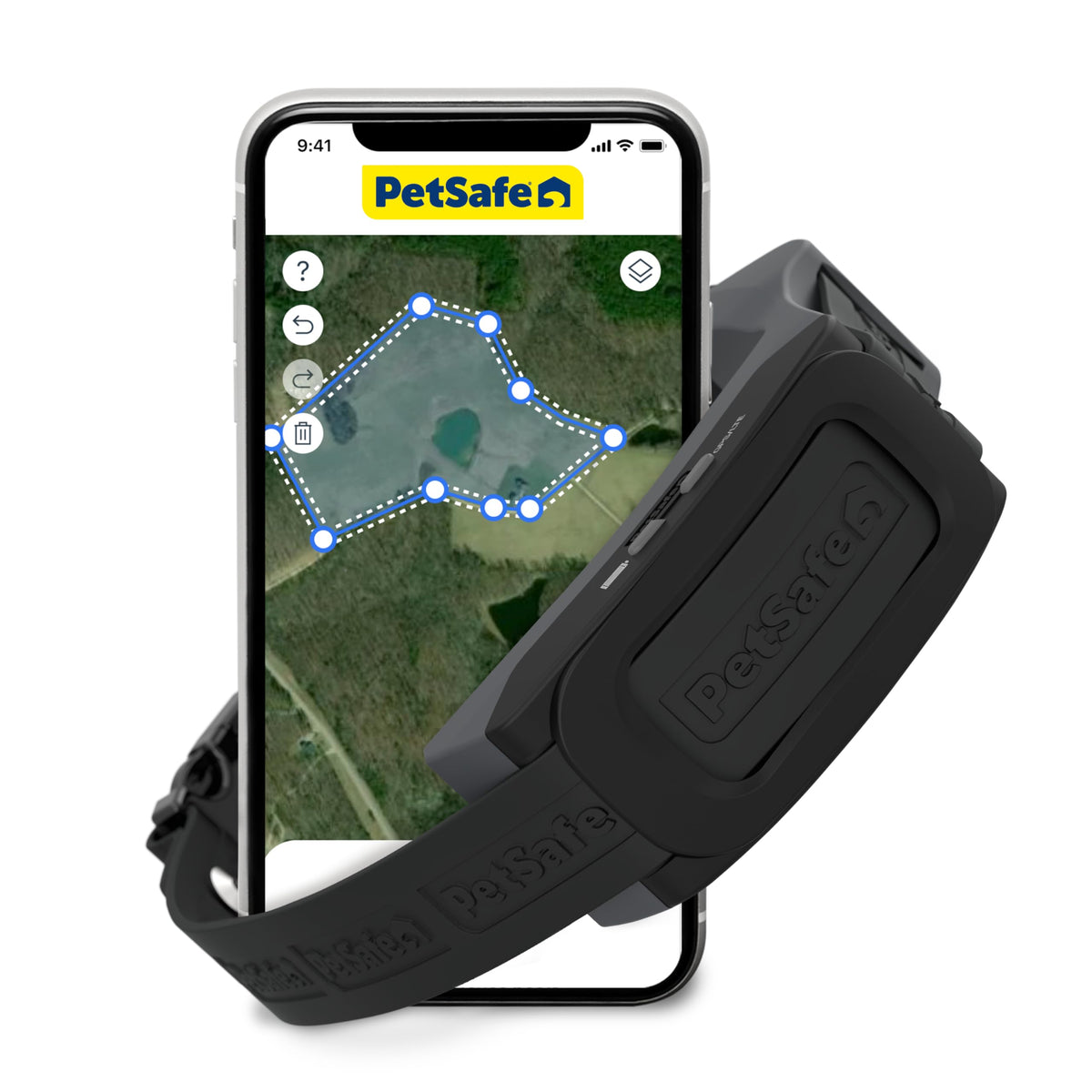 PetSafe Guardian GPS 2.0 collar closeup, showing lightweight, comfortable daily wear.