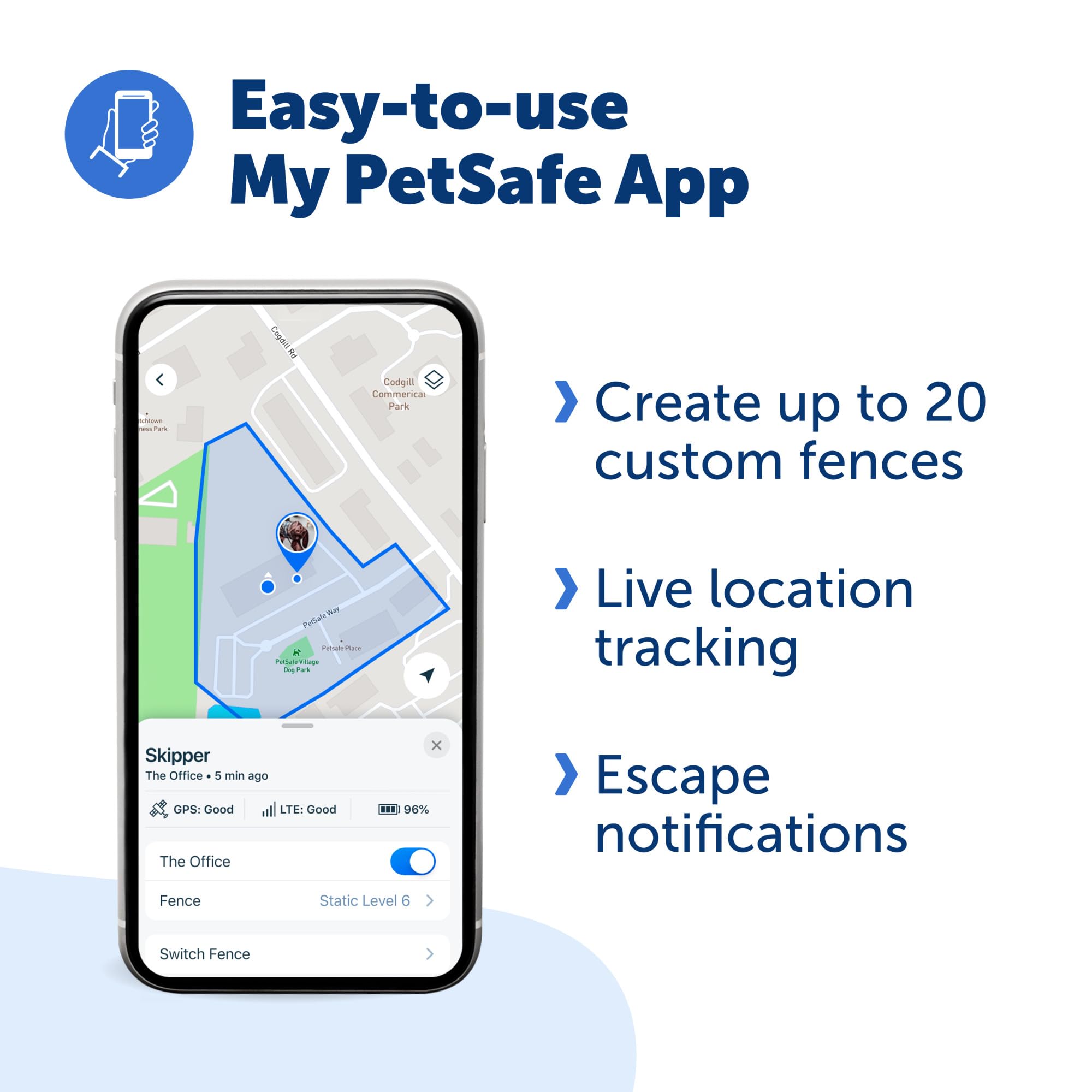PetSafe Guardian GPS collar emphasizing up to 48-hour battery life for round-the-clock safety