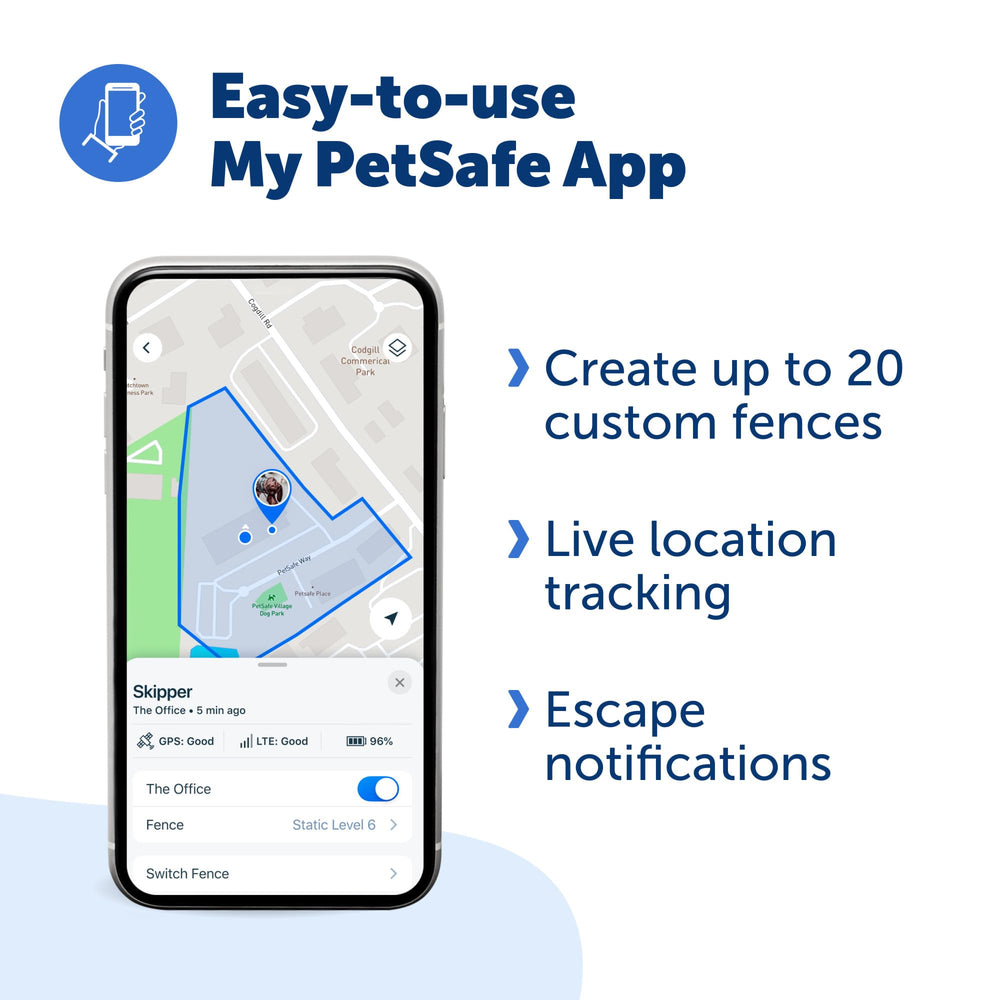 PetSafe Guardian GPS collar emphasizing up to 48-hour battery life for round-the-clock safety