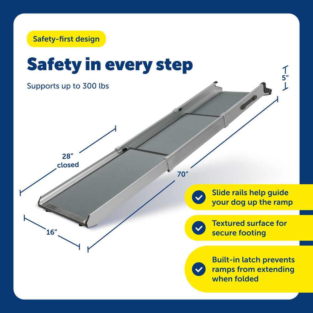 PetSafe Happy Ride Ramp aluminum frame emphasizes light weight and durability