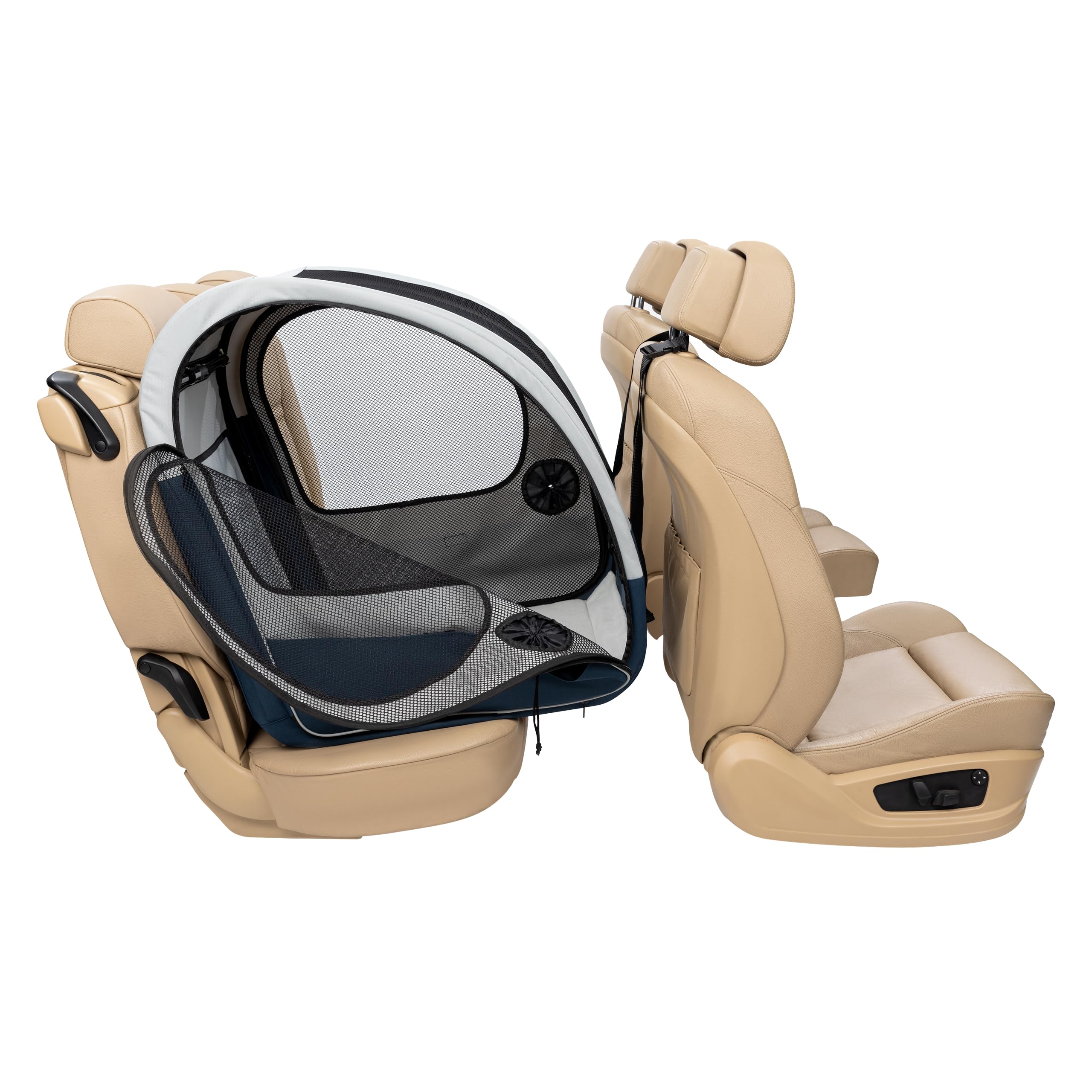 PetSafe Happy Ride crate side-entry for easy access from either car seat