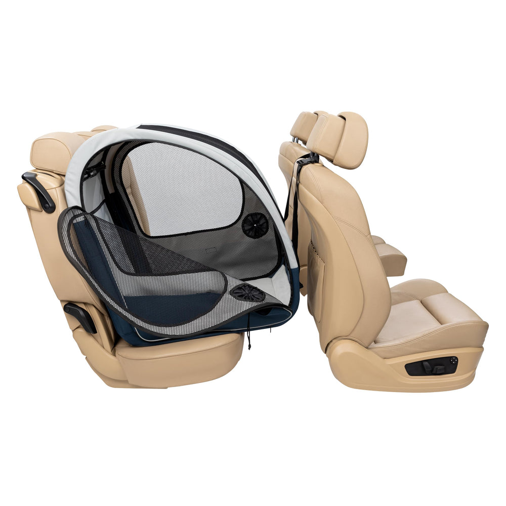 PetSafe Happy Ride crate side-entry for easy access from either car seat