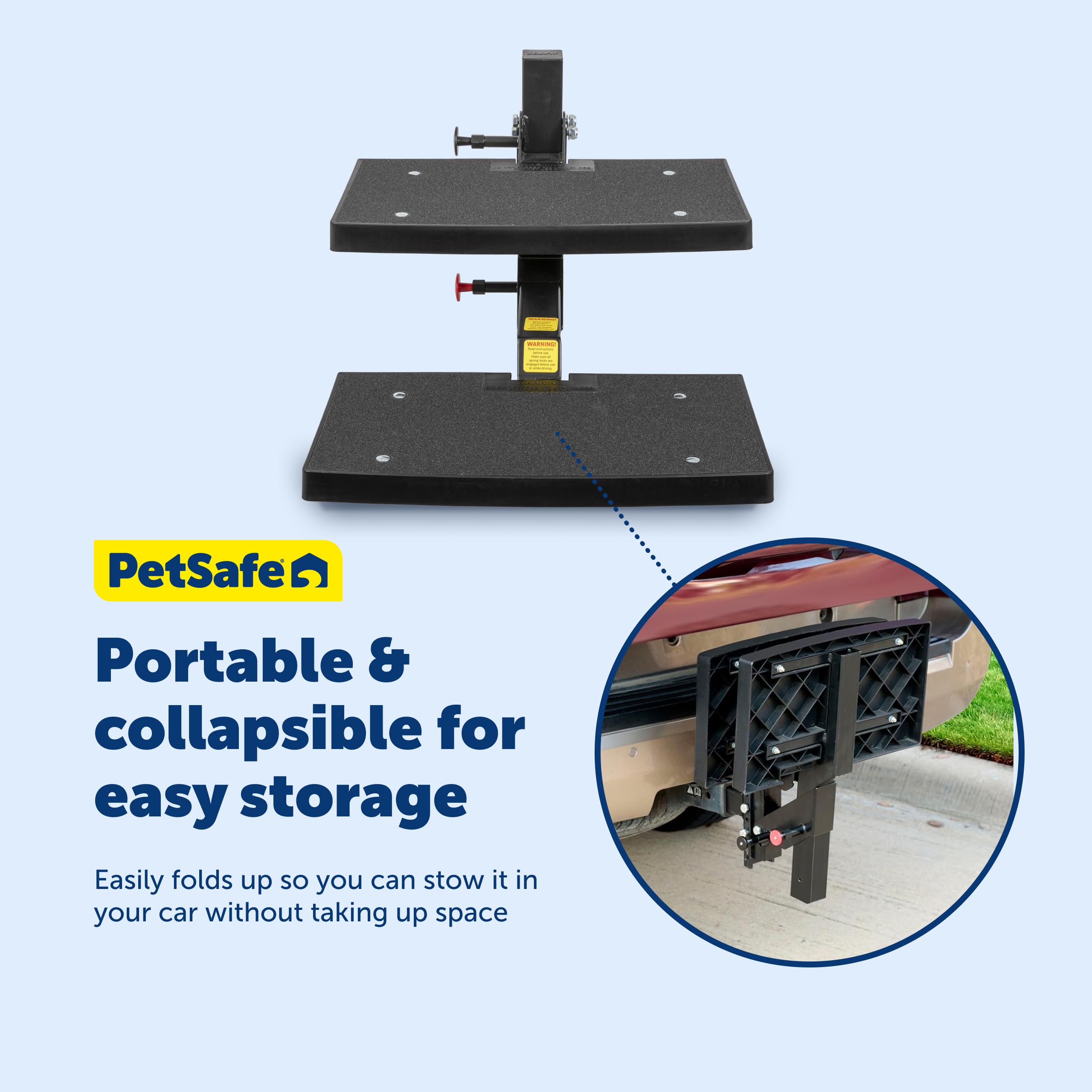 Easily install PupSTEP on a 2-inch hitch receiver for versatile use.