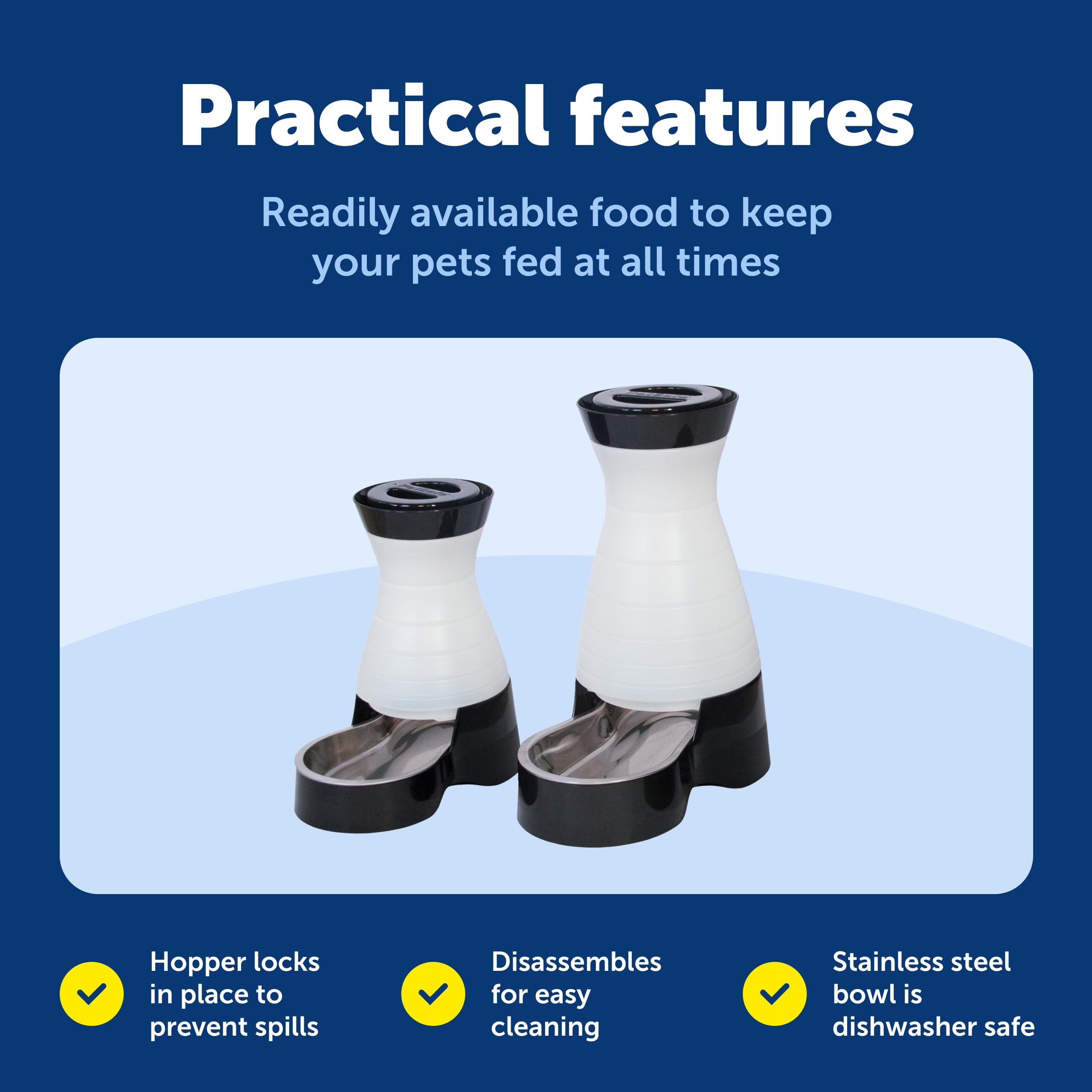 PetSafe gravity feeder in use with a pet eating on schedule.
