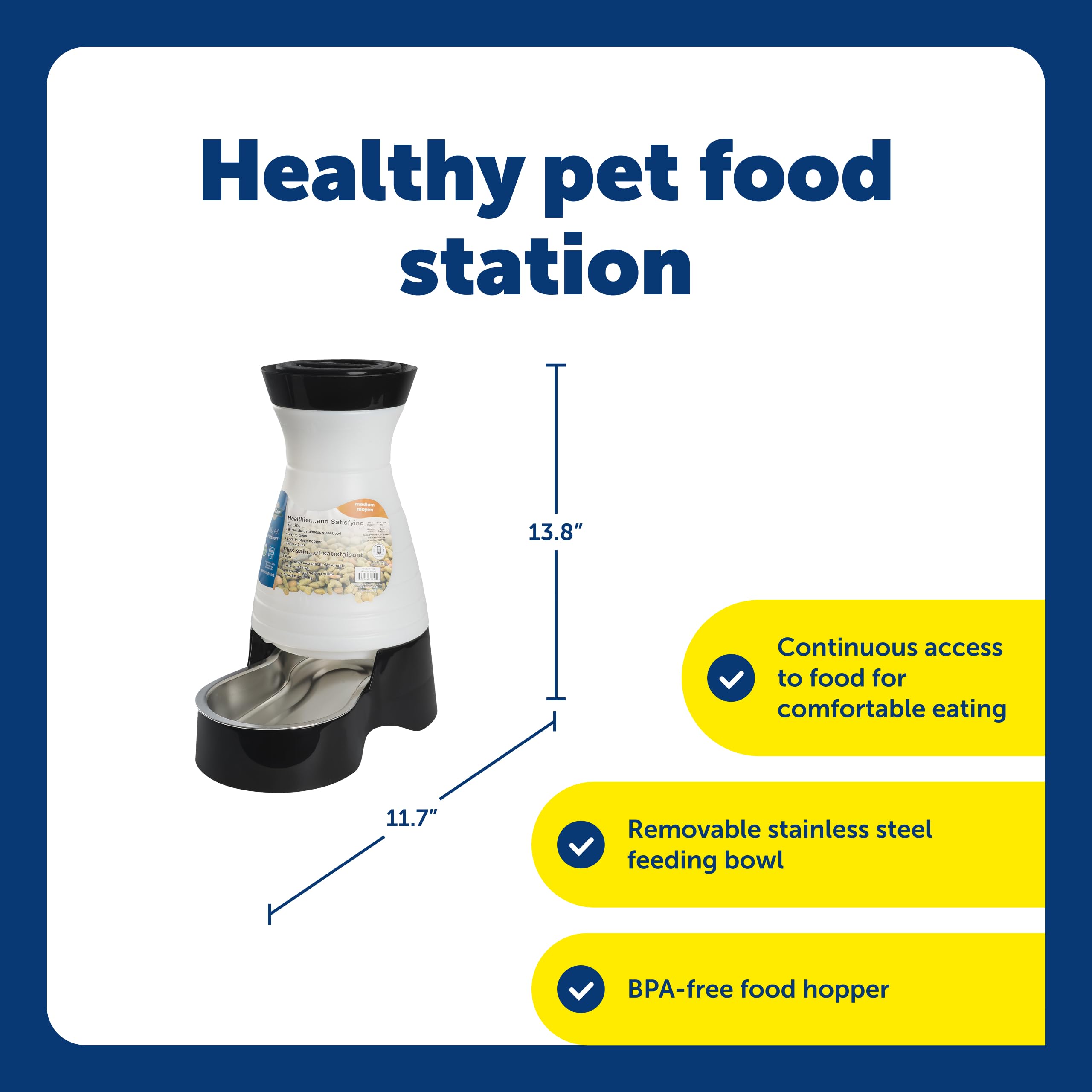 PetSafe 4-pound capacity dispenser in medium size, ideal for mid-day meals.