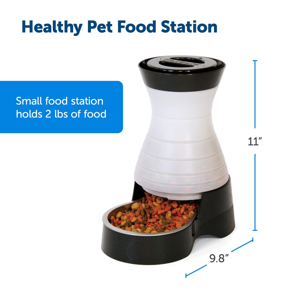 Removable stainless steel bowl of PetSafe feeder for easy cleaning.