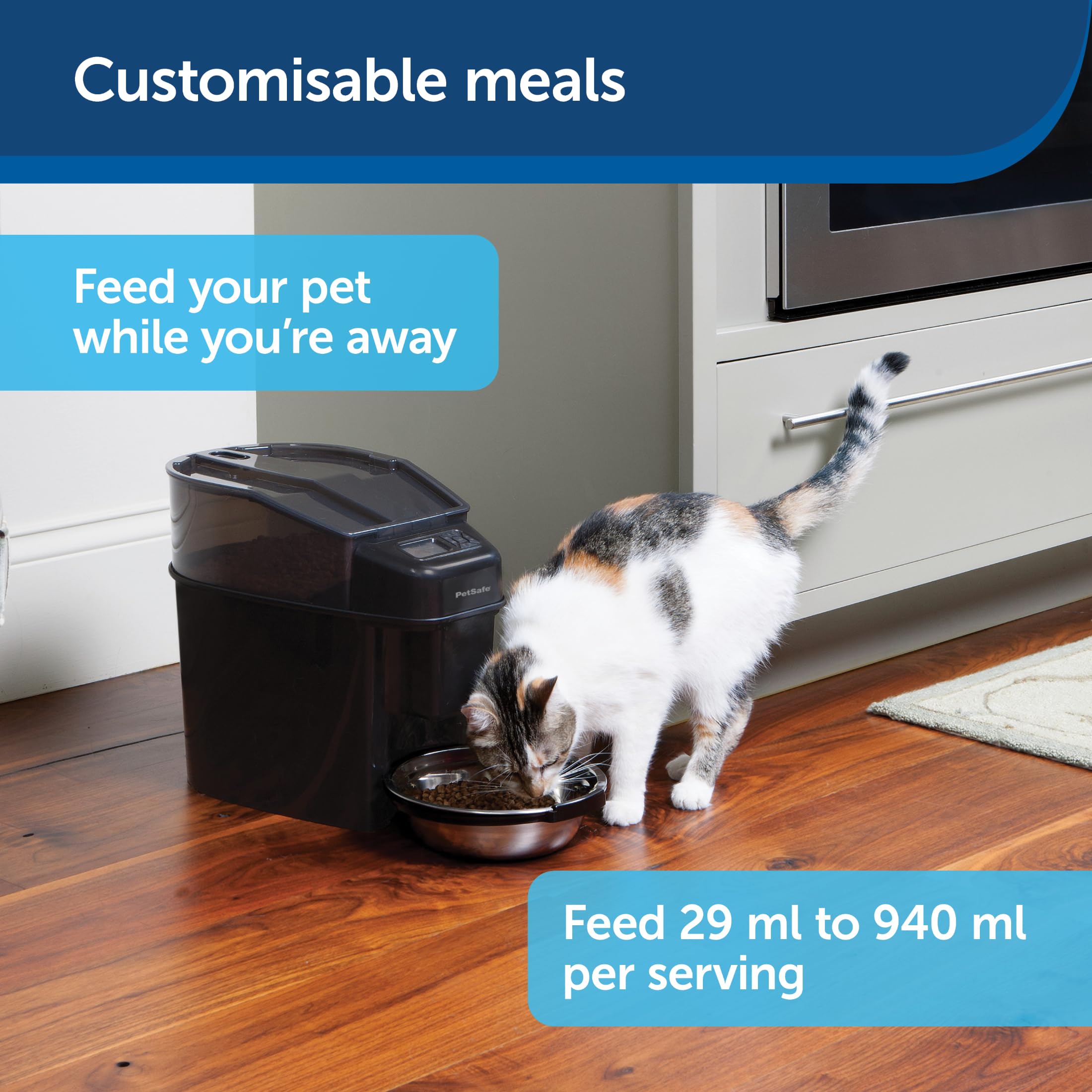 Petsafe timer interface highlights precise portion control for daily feeding