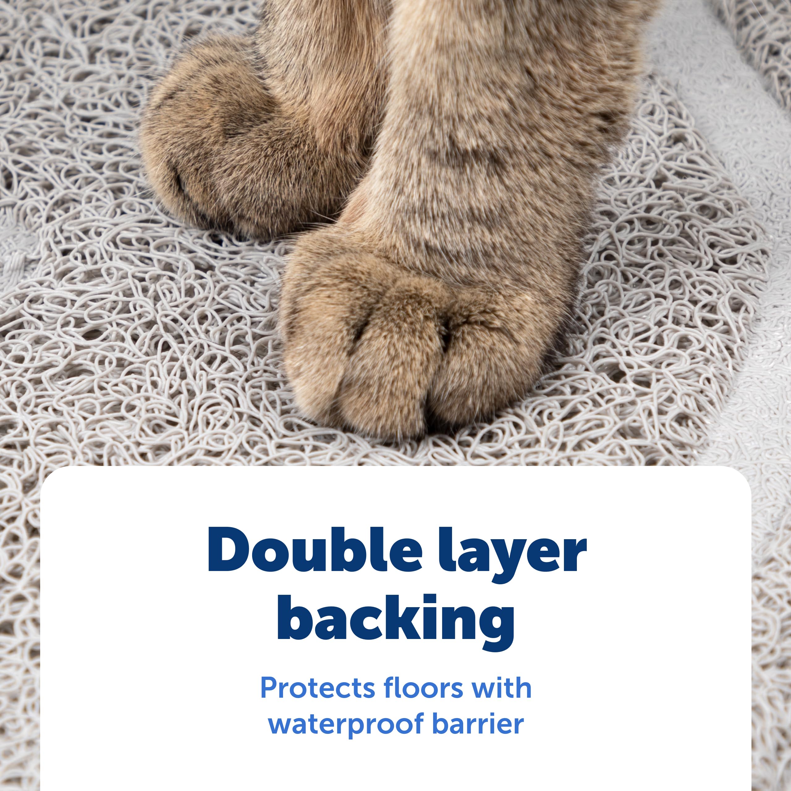 PetSafe litter mat durable mesh back captures litter and lies flat under the litter box