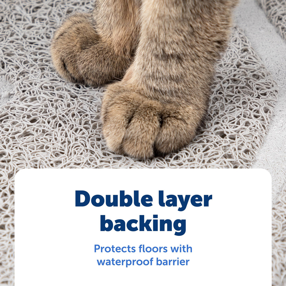 PetSafe litter mat durable mesh back captures litter and lies flat under the litter box