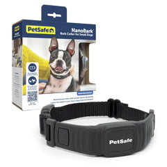 PetSafe NanoBark Collar closeup shows a sleek, low-profile design for discreet daily wear.