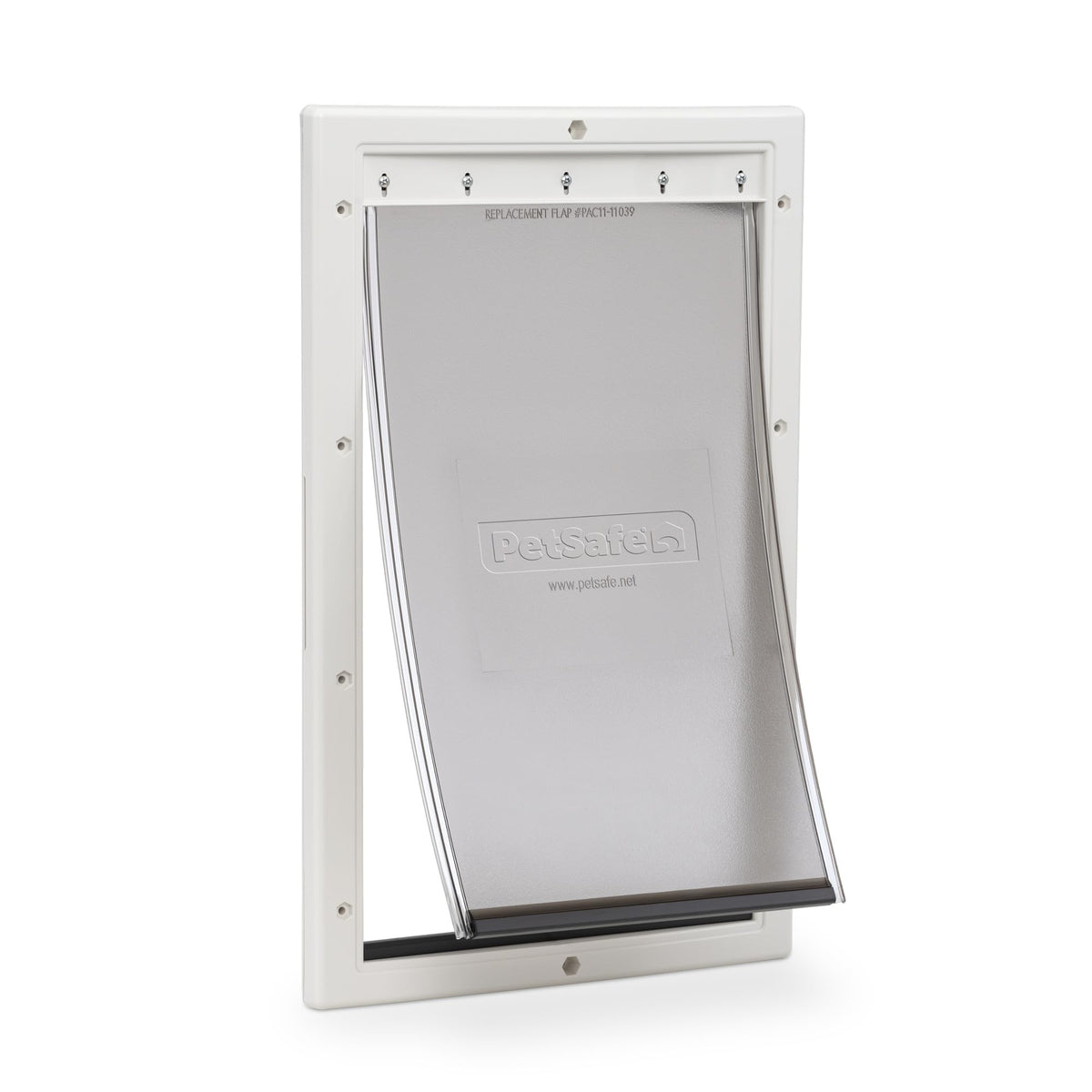 PetSafe Never Rust large door with cover showing easy outdoor access for dogs up to 100 lb