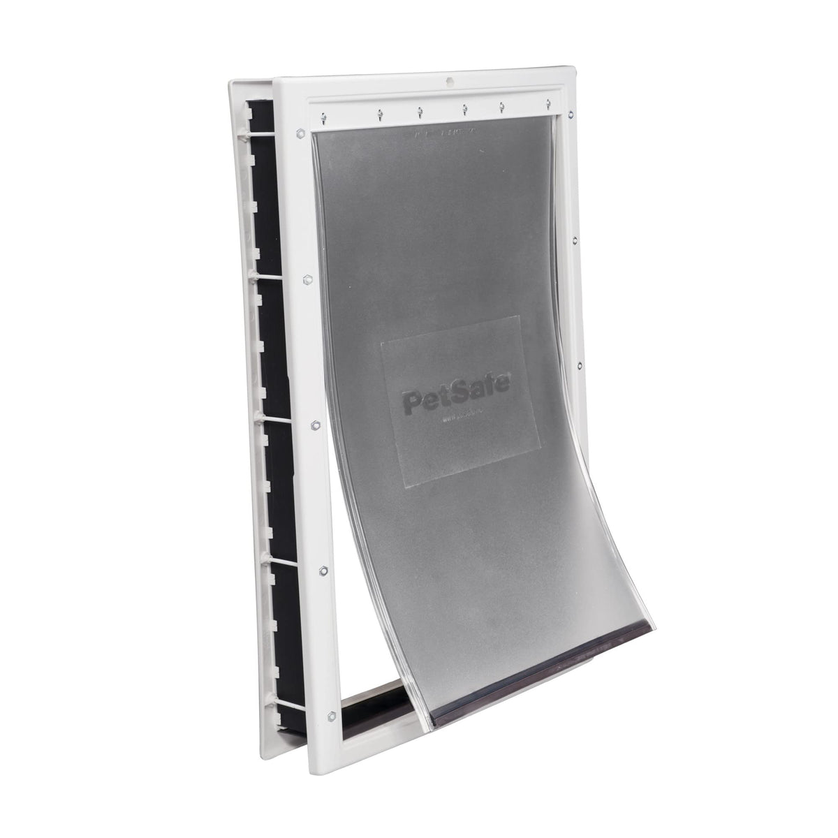 PetSafe Never Rust plastic door front view shows a durable, paintable frame for home use.