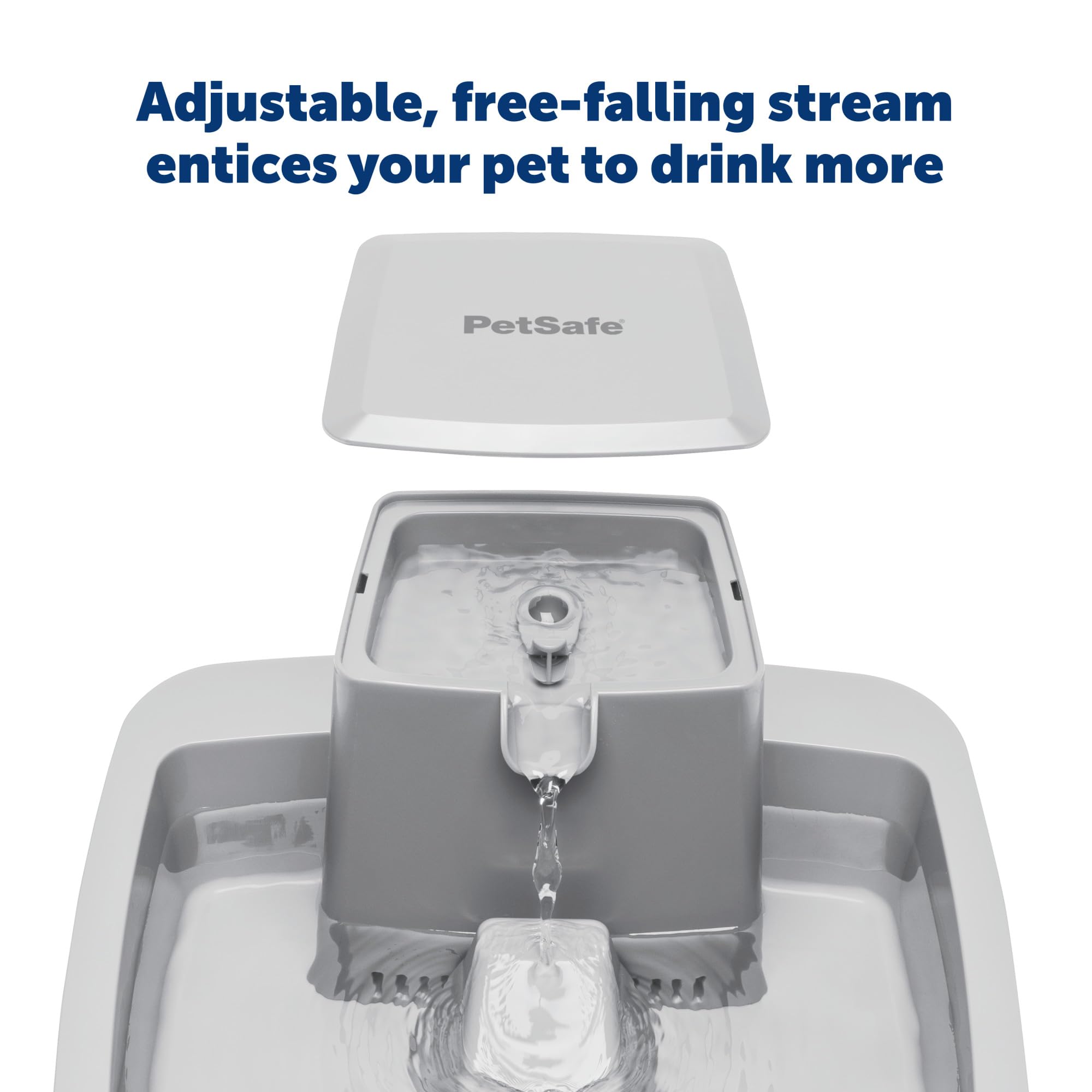 PetSafe Oasys fountain features a falling water stream that entices pets to drink.